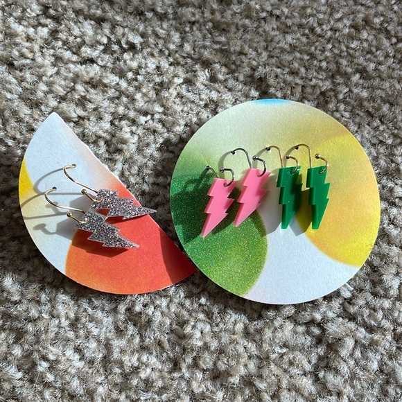 iHeartRaves Jewelry - 3 Sets of Lightning Bolt Earrings